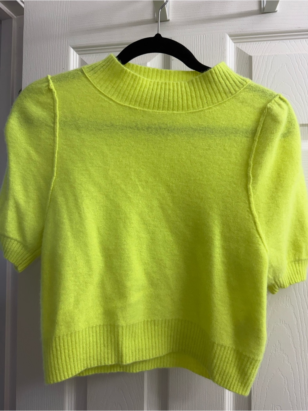Free People Neon Yellow Short-Sleeve Turtleneck Sweater